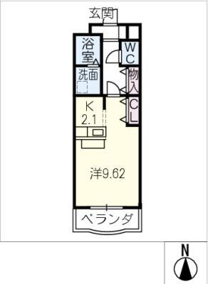 SUZU1イーストハウス(1K/1階)の間取り写真