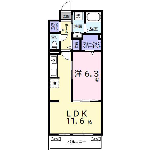 ルポン ボヌール(1LDK/3階)の間取り写真