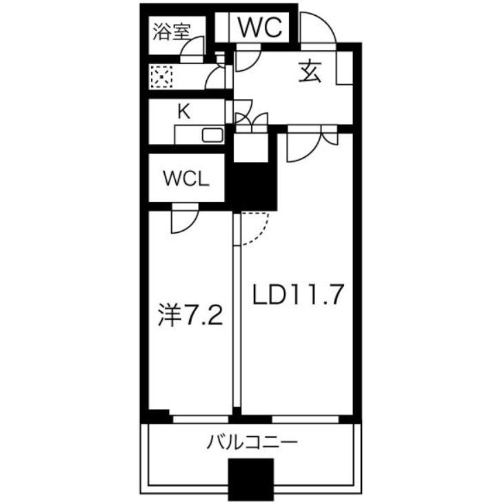 アルグラッドザ・タワー心斎橋(1LDK/20階)の間取り写真