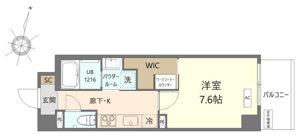 ケークラシオン(1K/6階)の間取り写真