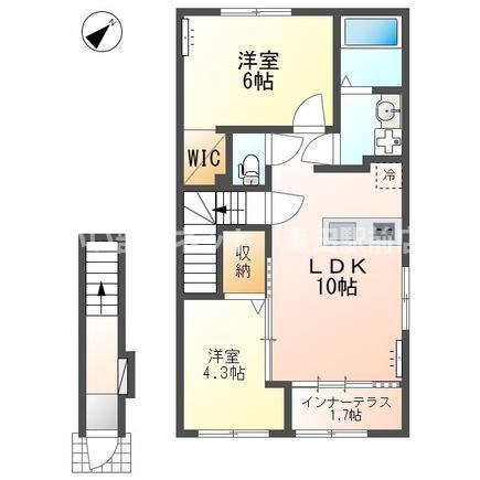 大津市大萱2丁目アパート(2LDK/2階)の間取り写真
