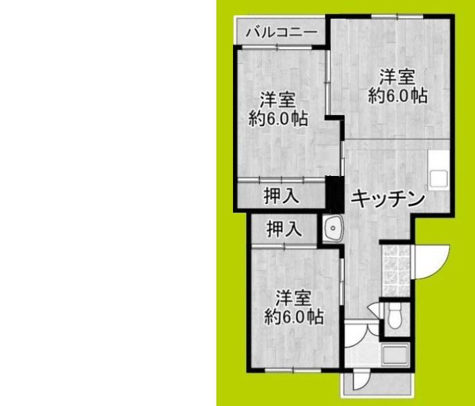 高倉第一コーポB棟(3K/3階)の間取り写真