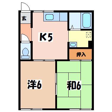 フォーブル豊科B(2DK/1階)の間取り写真