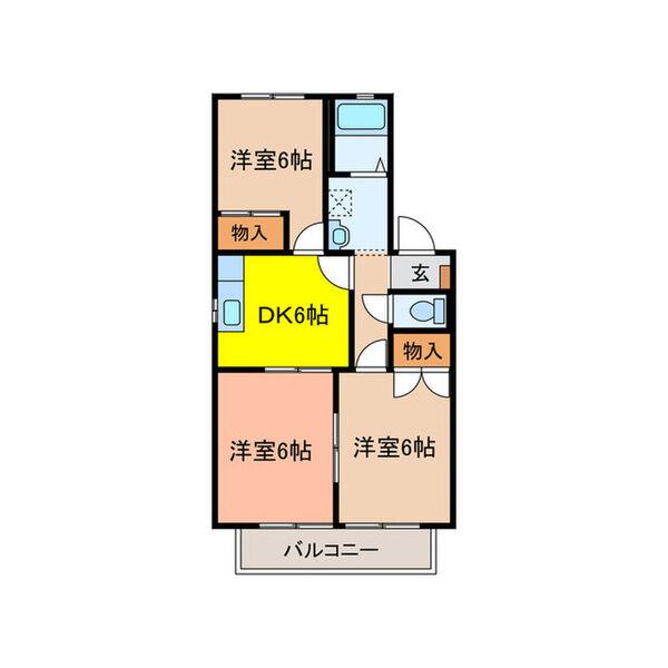 フォレストK A棟(3DK/2階)の間取り写真