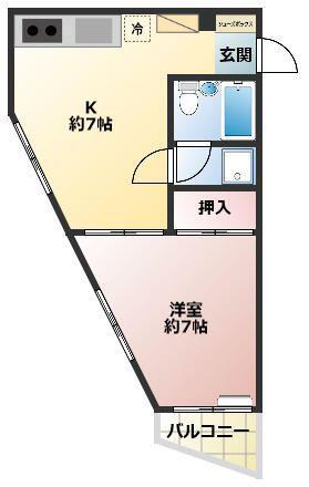 ハイツロビン(1DK/2階)の間取り写真