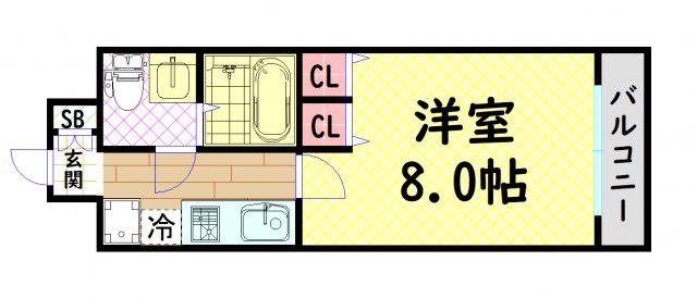 ドミール桜川(1K/5階)の間取り写真