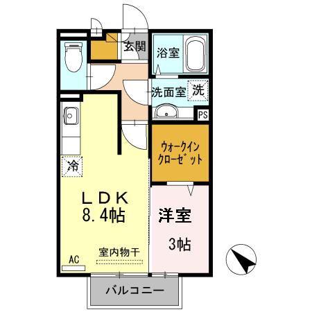 マイトレーヤ(1LDK/2階)の間取り写真