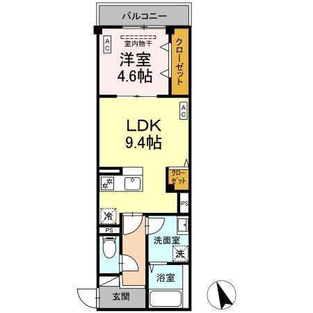 SKEY RESIDENCE塚越(1LDK/2階)の間取り写真