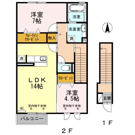 ルミエール A(2LDK/2階)の間取り写真