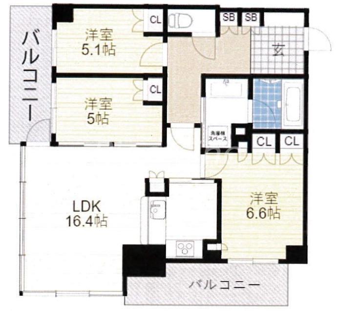 グランドメゾン新梅田タワー THE CLUB RESIDENCE(3LDK/4階)の間取り写真