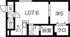 フォーチューンプラスサッポロII(1LDK/3階)の間取り写真
