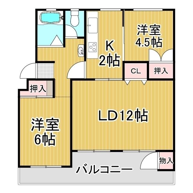 浦和白幡西2号棟(2LDK/5階)の間取り写真