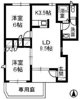 ガーデンパレスB棟(2LDK/1階)の間取り写真