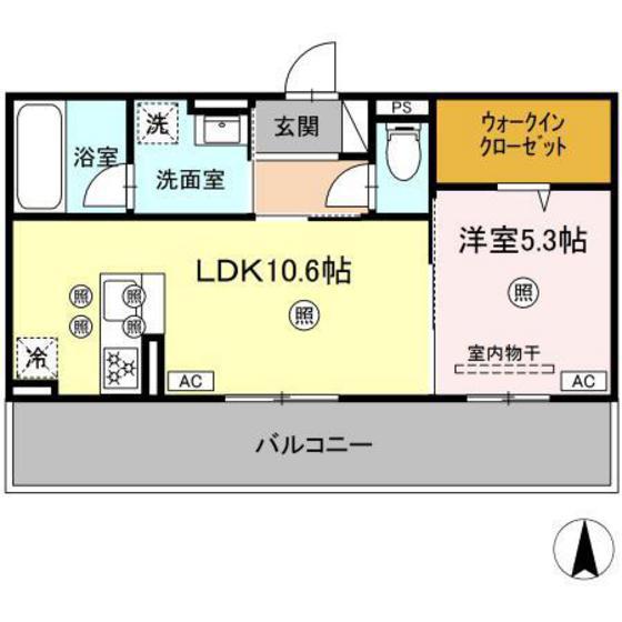 シャンポールさい D棟(1LDK/2階)の間取り写真