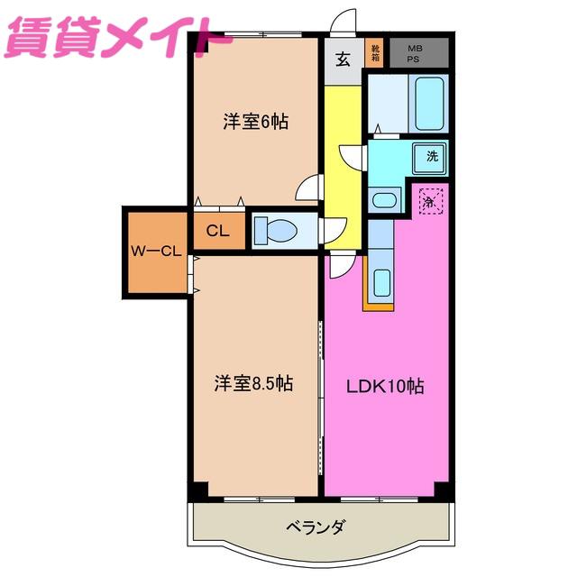 SOLEIL(2LDK/2階)の間取り写真