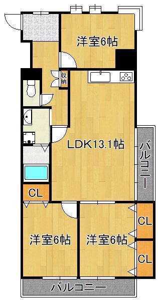 第17共立ビル(3LDK/7階)の間取り写真