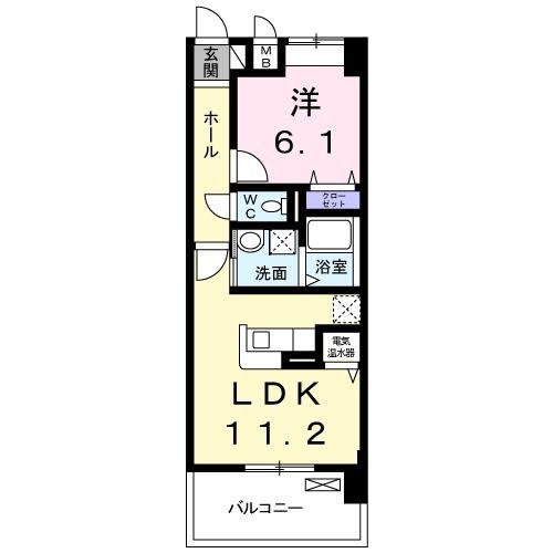 ヴィラ村雨(1LDK/5階)の間取り写真