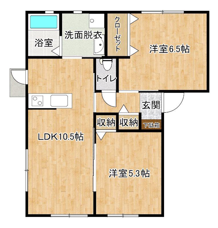 エルモア日脚IV(2LDK/1階)の間取り写真