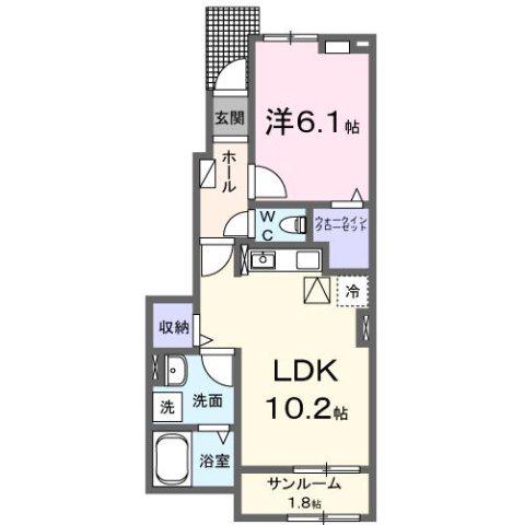 グラース・M(1LDK/1階)の間取り写真