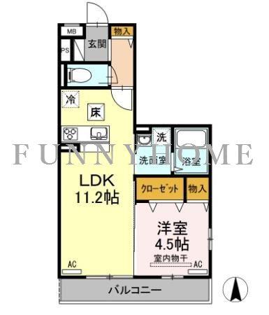 コルノリザイア(1LDK/1階)の間取り写真