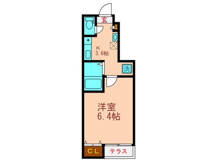 ラ ジェルス 御殿山(1K/1階)の間取り写真