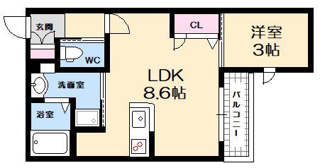 月光南観音零番館(1LDK/2階)の間取り写真