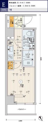B CITY TABATA SKYCOURTビーシティータバタスカイ(1K/6階)の間取り写真