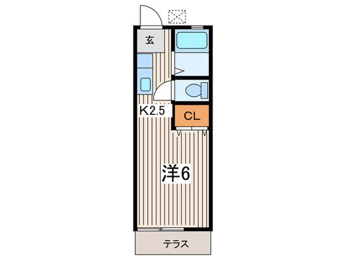 コーポ草風A棟(1K/1階)の間取り写真