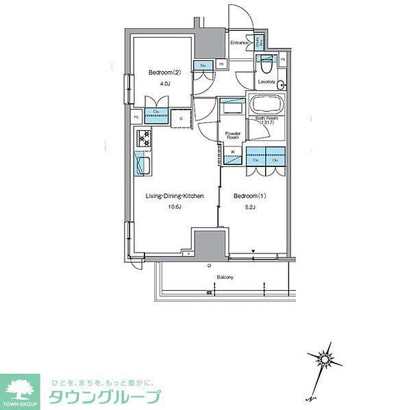 ルフォンプログレ渋谷ヒルトップ(2LDK/13階)の間取り写真