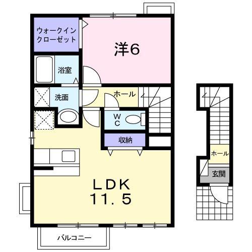 ブリージーハウス(1LDK/2階)の間取り写真