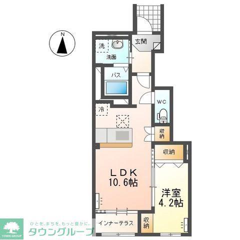 ヴァーチュアス I(1LDK/1階)の間取り写真
