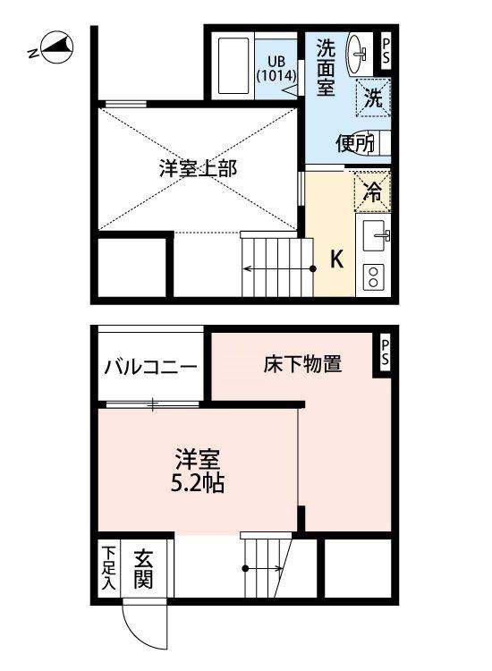 クラリエール五女子 (1SK/2階)の間取り写真
