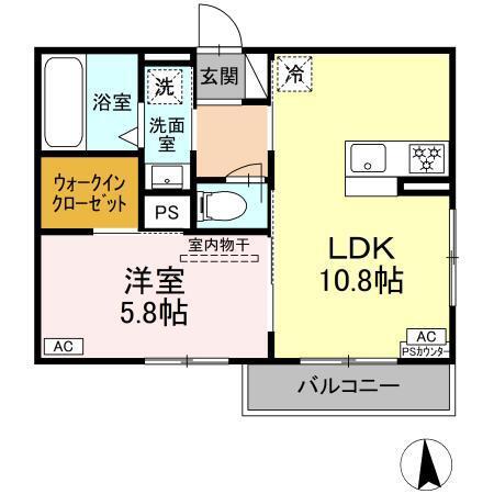 D-HILLS領家II(1LDK/1階)の間取り写真