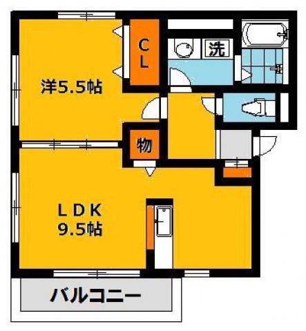 プランドールピアハイムC(1LDK/2階)の間取り写真