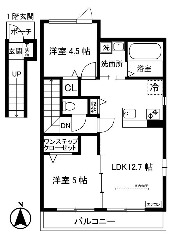プランタン壱番館(2LDK/2階)の間取り写真