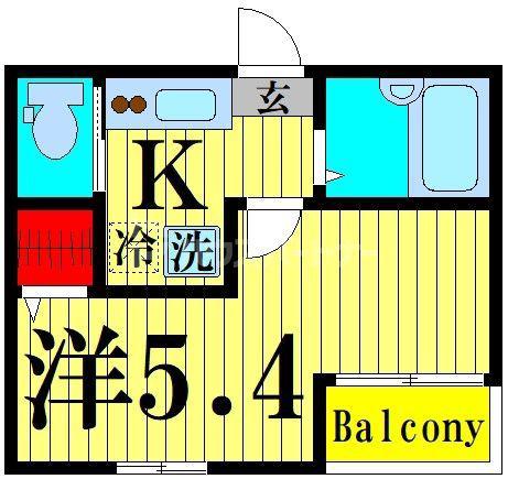 AMBITION一ツ家(1K/3階)の間取り写真