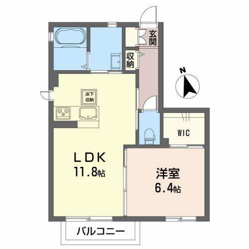 フチュール B(1LDK/1階)の間取り写真