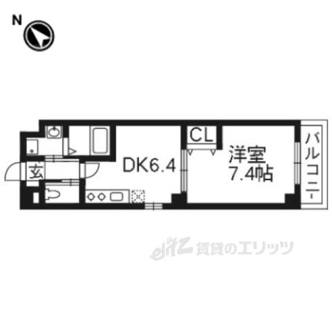 エコーウエスト(1DK/2階)の間取り写真