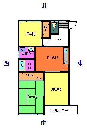パールライトM(3DK/2階)の間取り写真