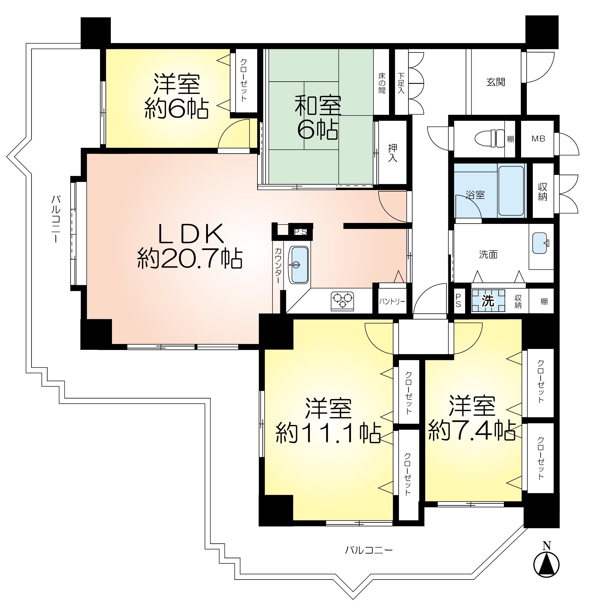 ヴィオス西神(4LDK/5階)の間取り写真