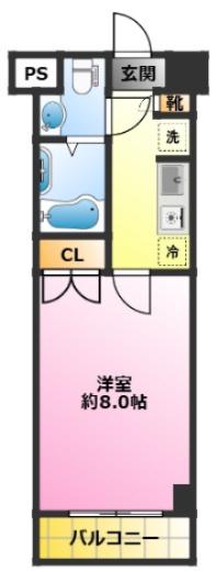 東急東横線 元住吉駅 徒歩1分 6階建 築25年(1K/2階)の間取り写真