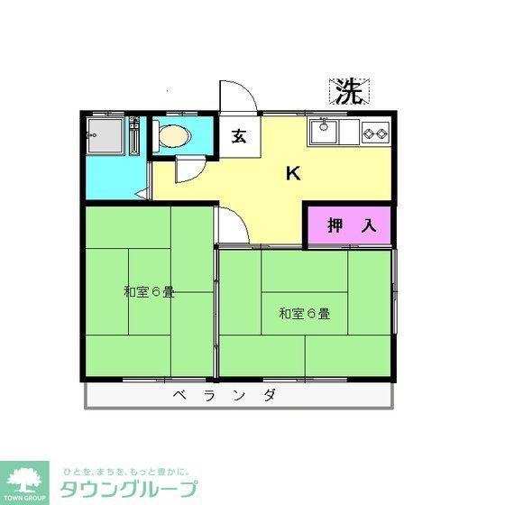 アサヒコーポ(2K/2階)の間取り写真