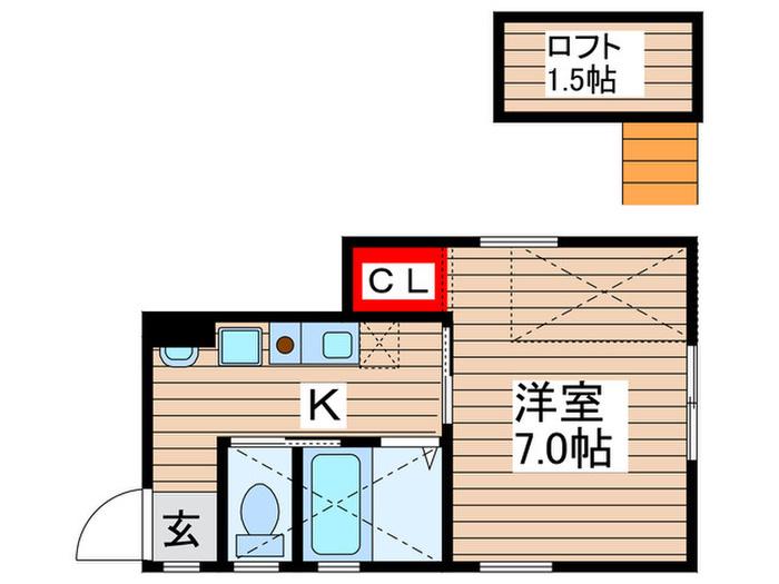 グランメール(1K/1階)の間取り写真