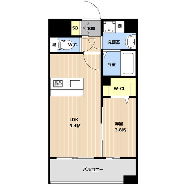 KL天神南(1LDK/8階)の間取り写真