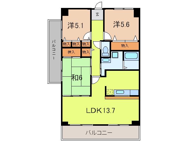 ベアトゥス(3LDK/4階)の間取り写真