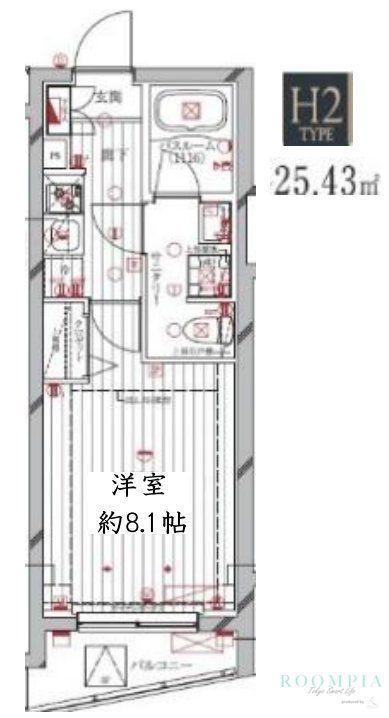 レガリス洗足池(1K/4階)の間取り写真