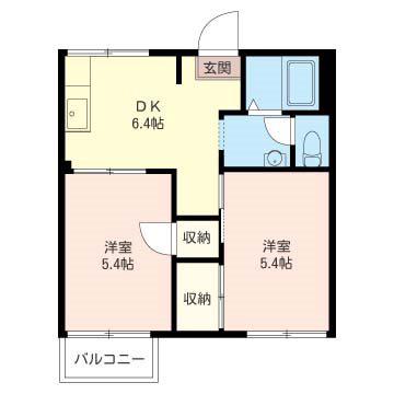 コーポ477(2DK/2階)の間取り写真
