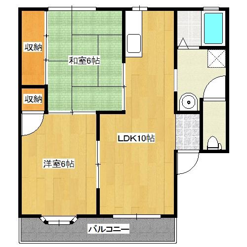 シェンブラ瀬戸A(2LDK/2階)の間取り写真