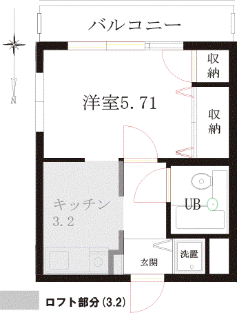 ゼフィール(1K/3階)の間取り写真