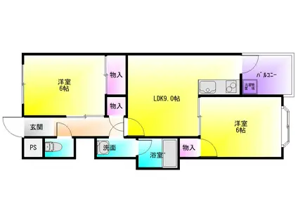 メゾンドールヤマヒデ一番館(2LDK/3階)の間取り写真